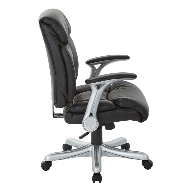 Scranton & Co Bonded Leather Executive Chair in Silver and Black Finish