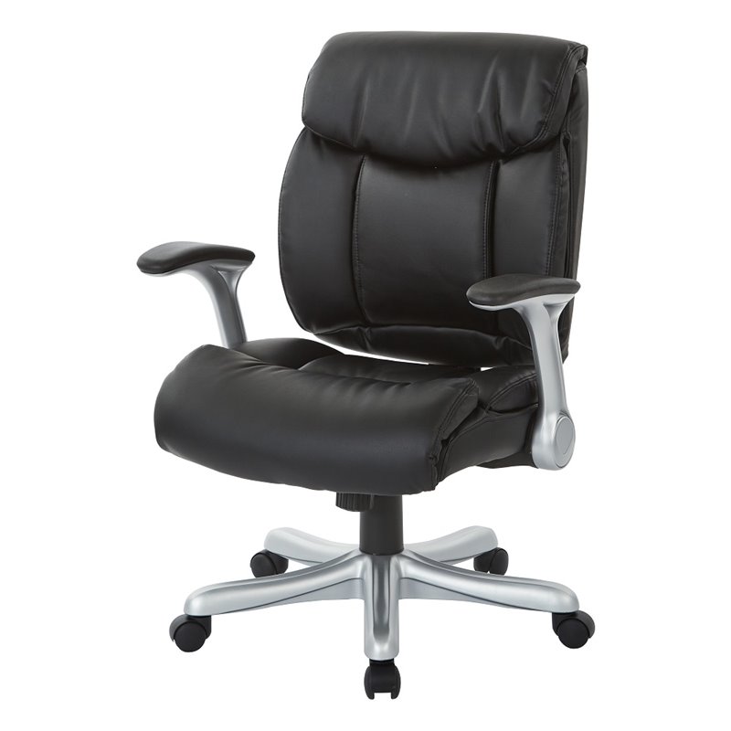 Scranton & Co Bonded Leather Executive Chair in Silver and Black Finish