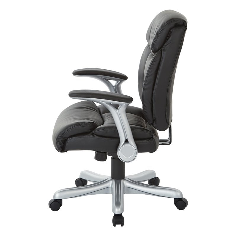 Scranton & Co Bonded Leather Executive Chair in Silver and Black Finish