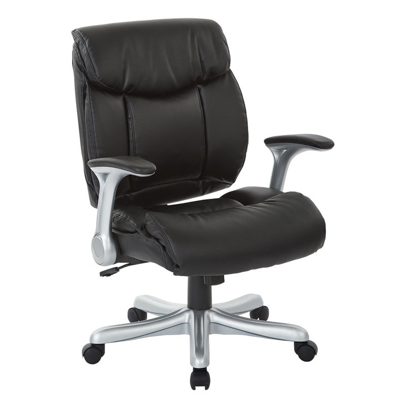 Scranton & Co Bonded Leather Executive Chair in Silver and Black Finish
