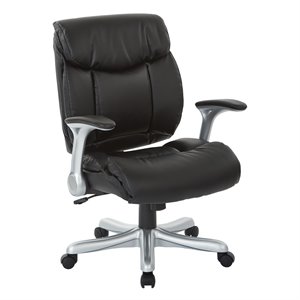 Scranton & Co Bonded Leather Executive Chair in Silver and Black Finish