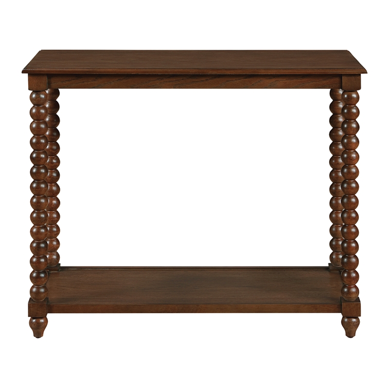 Scranton & Co Wood Foyer Table in Dark Walnut with Open Shelf Storage