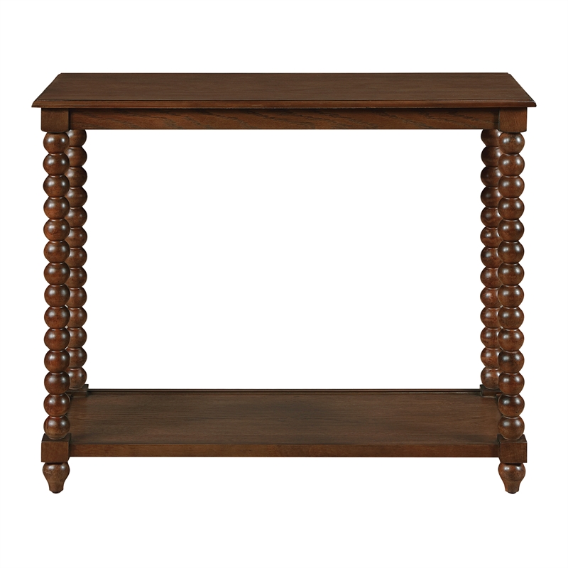 Scranton & Co Wood Foyer Table in Dark Walnut with Open Shelf Storage