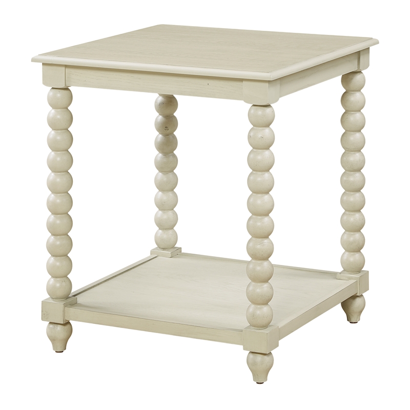Scranton & Co Wood End Table in Whitewash Finish with Open Shelf Storage