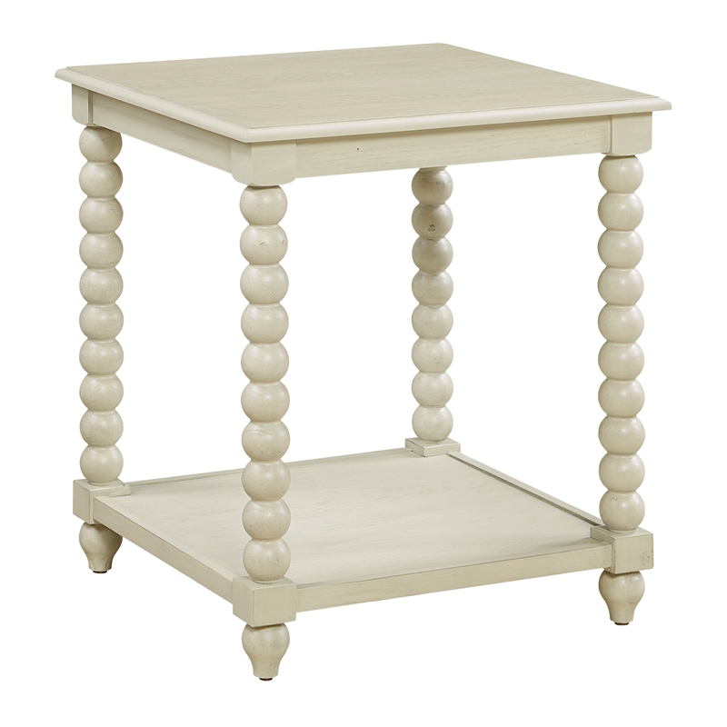 Scranton & Co Wood End Table in Whitewash Finish with Open Shelf Storage