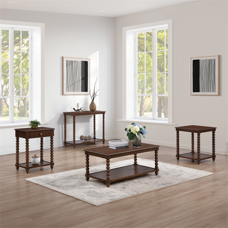 Scranton & Co Wood Side Table with Drawer in Dark Walnut Finish