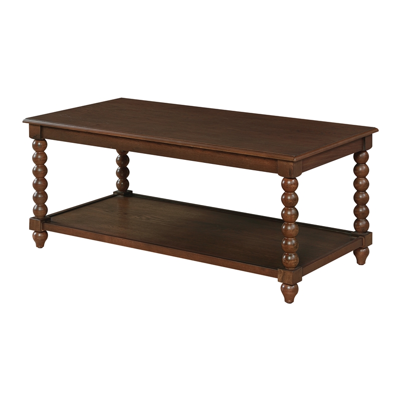 Scranton & Co Wood Coffee Table in Dark Walnut with Open Shelf Storage