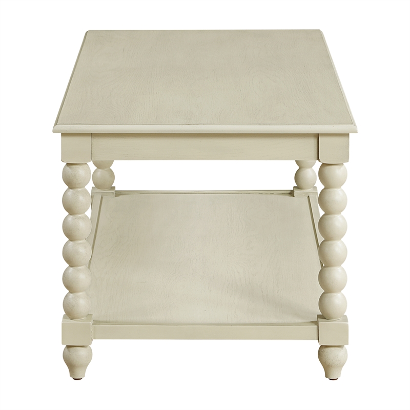 Scranton & Co Wood Coffee Table in Whitewash with Open Shelf Storage