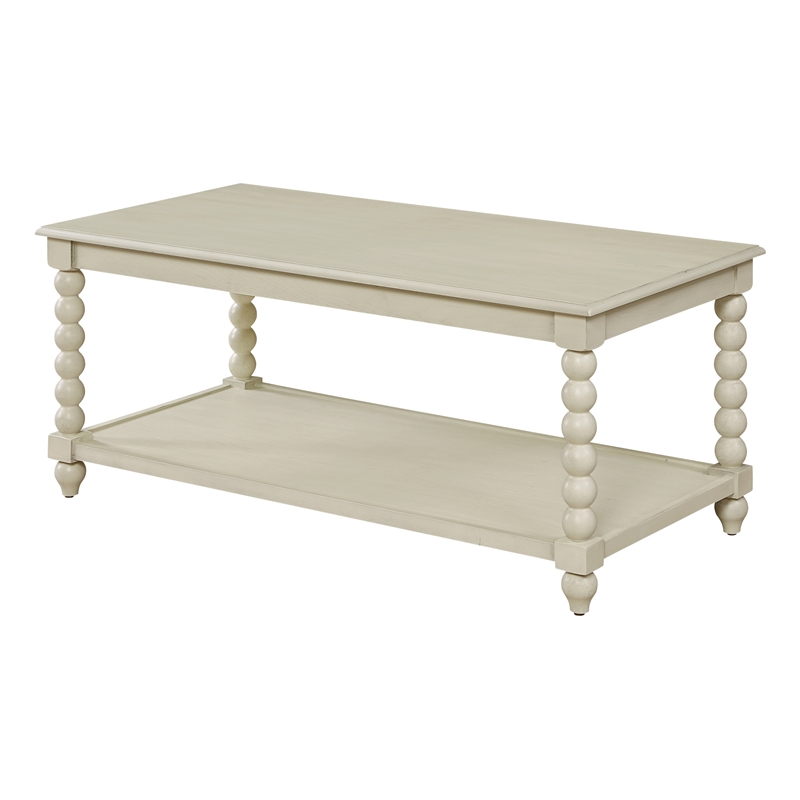 Scranton & Co Wood Coffee Table in Whitewash with Open Shelf Storage