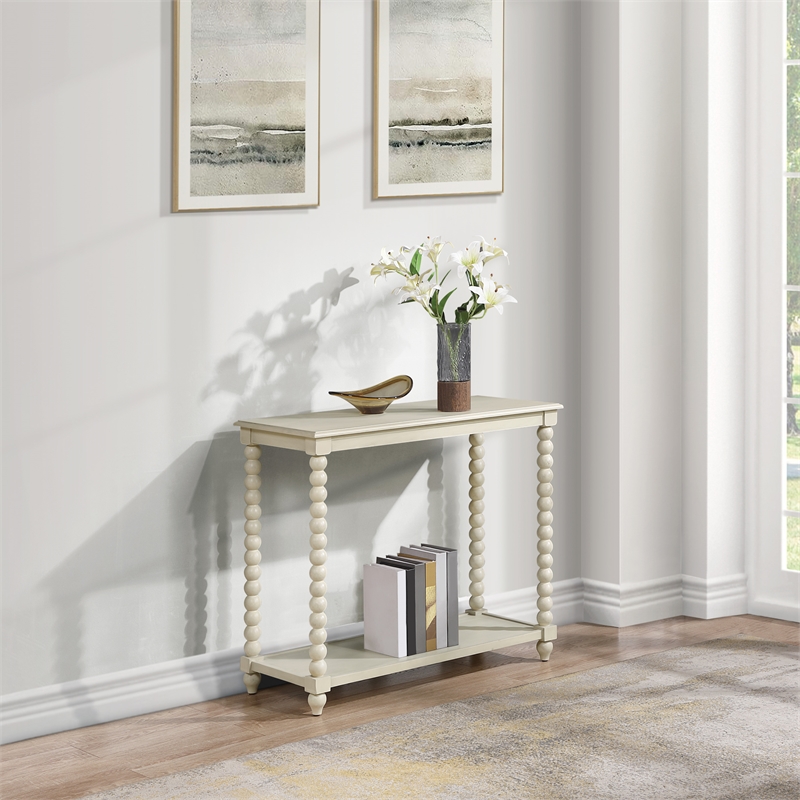 Scranton & Co Wood Foyer Table in Whitewash Finish with Open Shelf