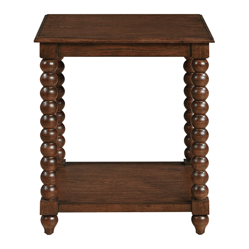Scranton & Co Wood End Table in Dark Walnut Finish with Open Shelf
