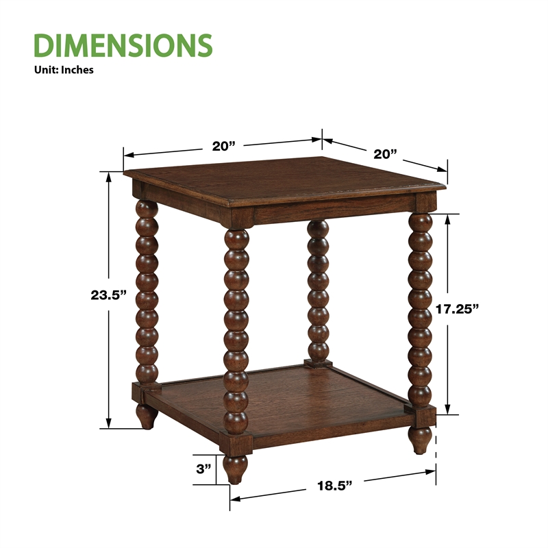 Scranton & Co Wood End Table in Dark Walnut Finish with Open Shelf