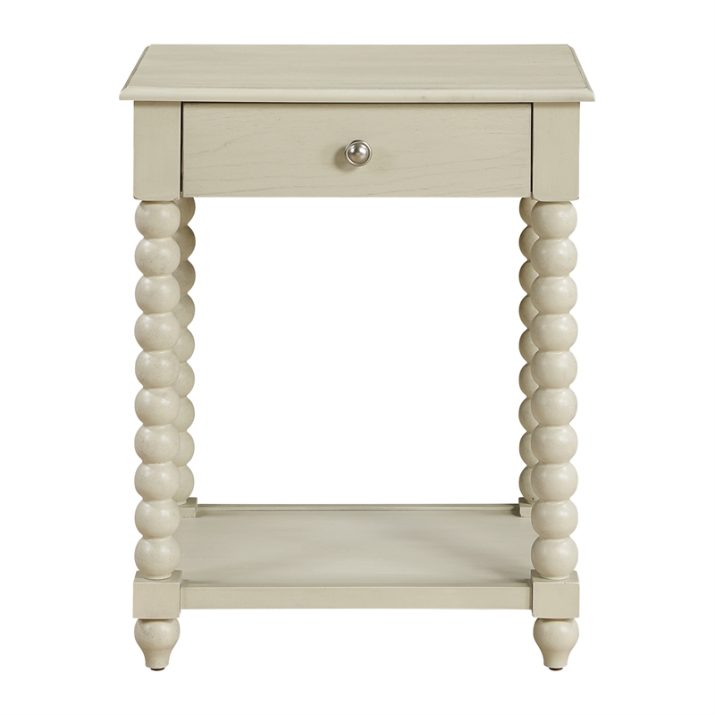 Scranton & Co Wood Side Table with Drawer in Whitewash Finish