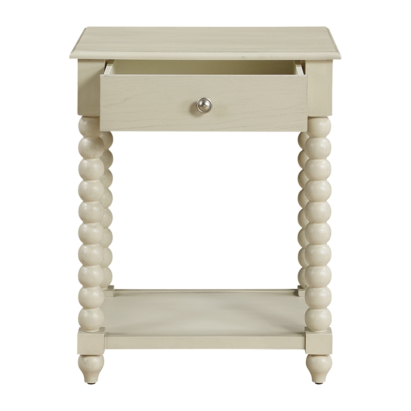 Scranton & Co Wood Side Table with Drawer in Whitewash Finish