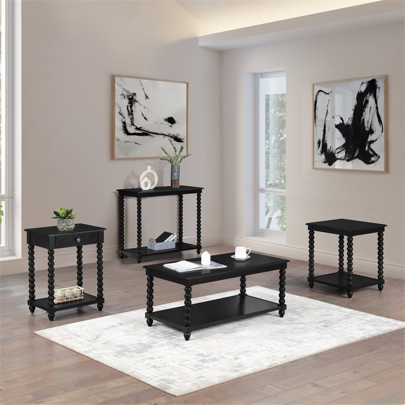 Scranton & Co Cottage End Table in Black Engineered Wood with Shelf