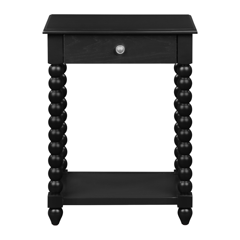 Scranton & Co Cottage Side Table with Drawer in Black Engineered Wood