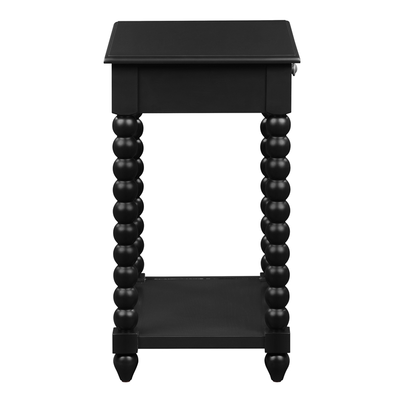 Scranton & Co Cottage Side Table with Drawer in Black Engineered Wood