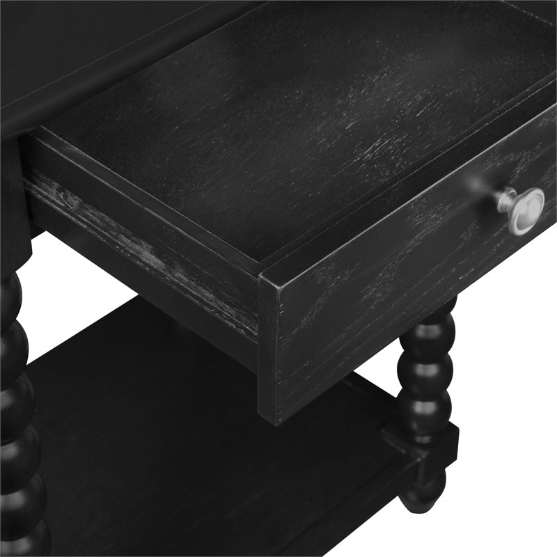 Scranton & Co Cottage Side Table with Drawer in Black Engineered Wood