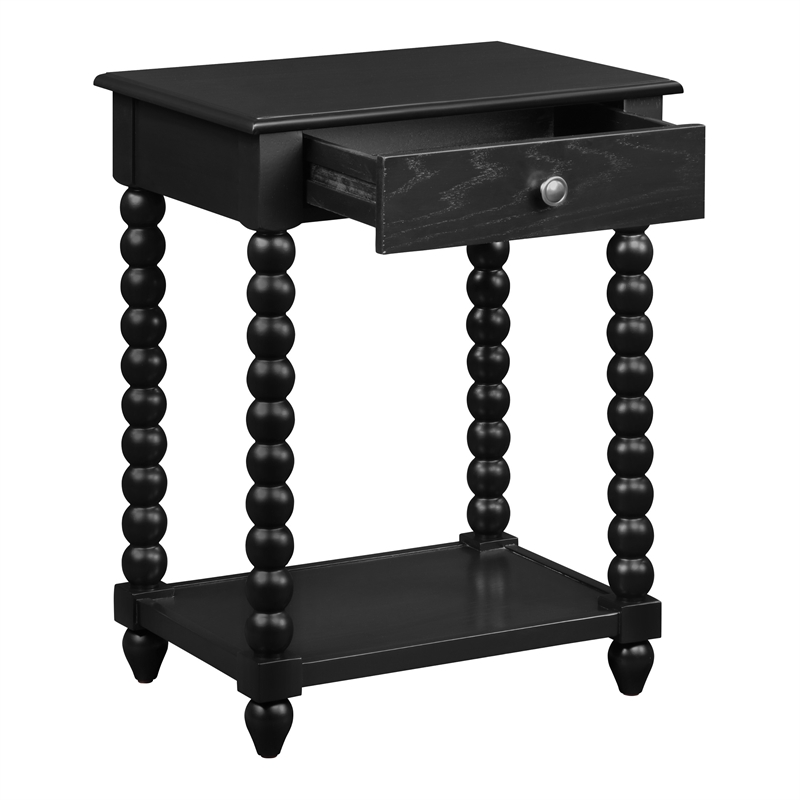 Scranton & Co Cottage Side Table with Drawer in Black Engineered Wood