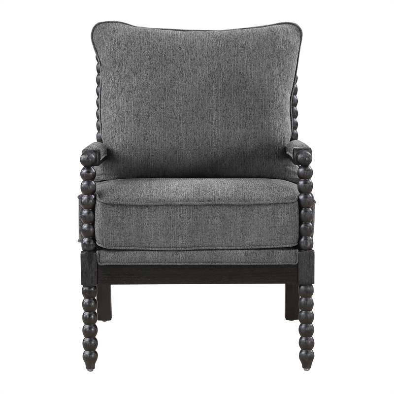 Scranton & Co Spindle Accent Chair in Charcoal Fabric with Wood Frame