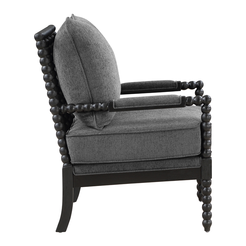 Scranton & Co Spindle Accent Chair in Charcoal Fabric with Wood Frame