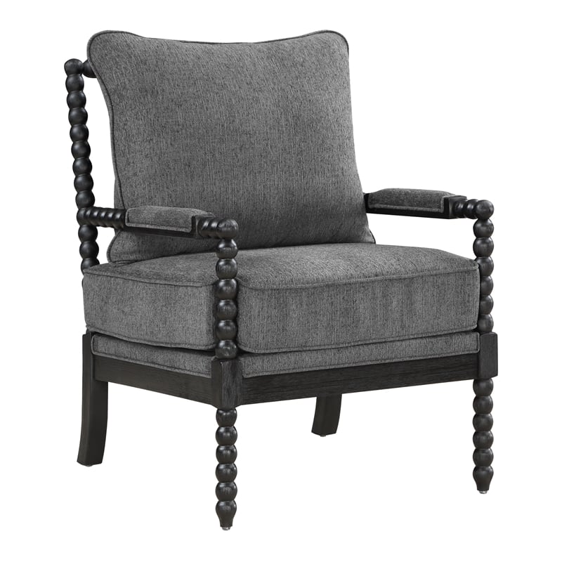 Scranton & Co Spindle Accent Chair in Charcoal Fabric with Wood Frame