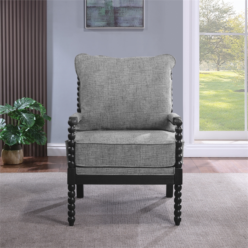 Scranton & Co Spindle Accent Chair in Graphite Black Fabric Wood Frame