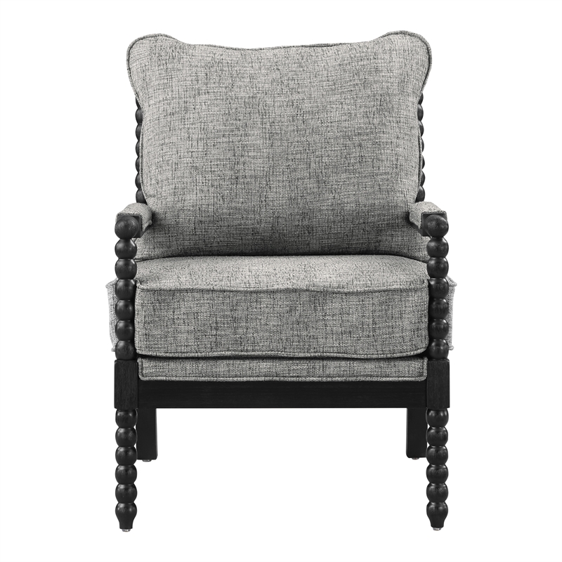 Scranton & Co Spindle Accent Chair in Graphite Black Fabric Wood Frame