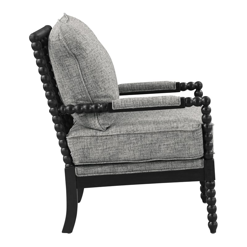 Scranton & Co Spindle Accent Chair in Graphite Black Fabric Wood Frame