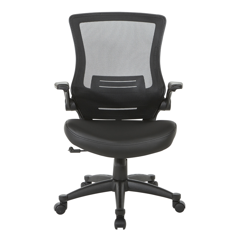 Scranton & Co Screen Back Manager's Chair in Black Faux Leather Seat