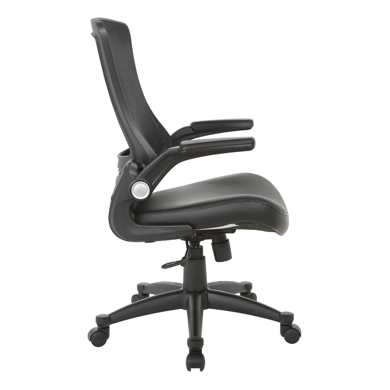Scranton & Co Screen Back Manager's Chair in Black Faux Leather Seat