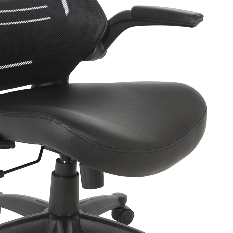 Scranton & Co Screen Back Manager's Chair in Black Faux Leather Seat