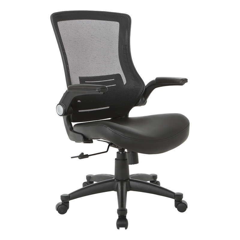 Scranton & Co Screen Back Manager's Chair in Black Faux Leather Seat