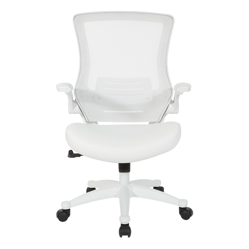 Scranton & Co White Screen Back Manager's Chair in White Faux Leather