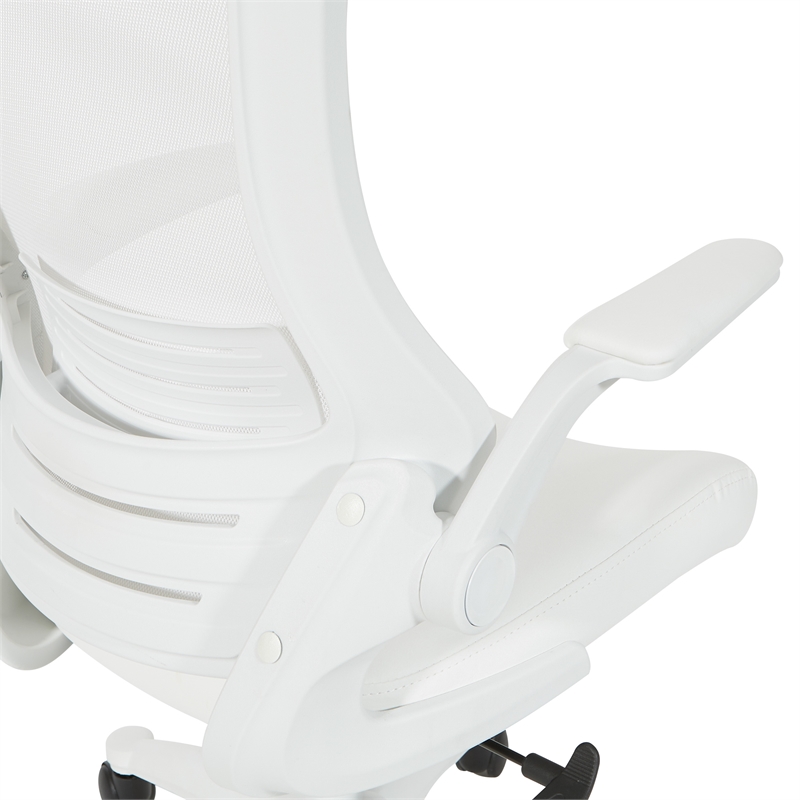 Scranton & Co White Screen Back Manager's Chair in White Faux Leather