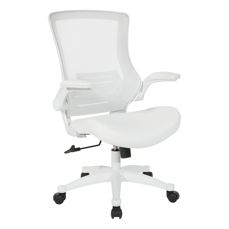 Scranton & Co White Screen Back Manager's Chair in White Faux Leather