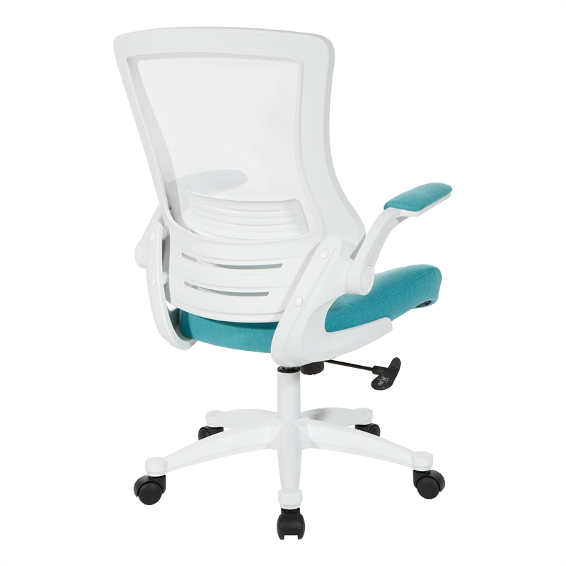 Scranton & Co White Screen Back Manager's Chair in Turquoise Fabric Seat