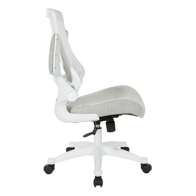 Scranton & Co White Screen Back Manager's Chair in Linen Stone Gray Fabric