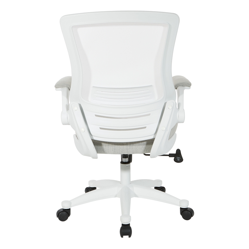Scranton & Co White Screen Back Manager's Chair in Linen Stone Gray Fabric