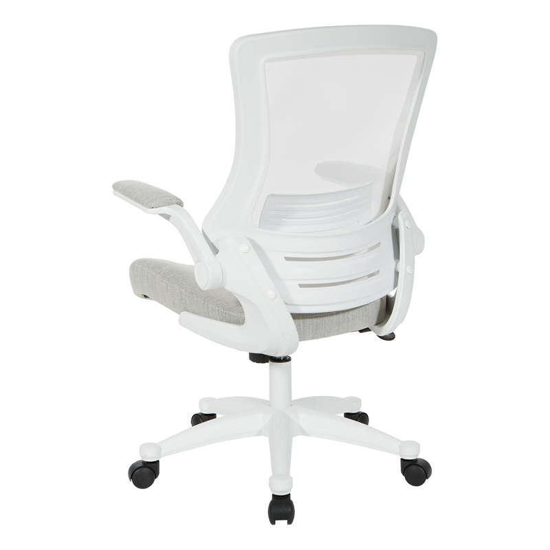 Scranton & Co White Screen Back Manager's Chair in Linen Stone Gray Fabric