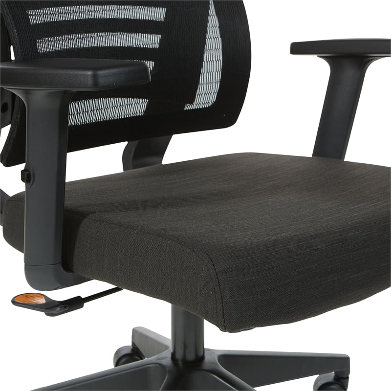 Scranton & Co Black Mesh Back Office Chair in Black Frame with Linen Fabric