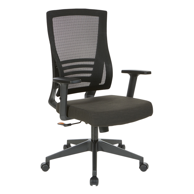 Scranton & Co Black Mesh Back Office Chair in Black Frame with Linen Fabric