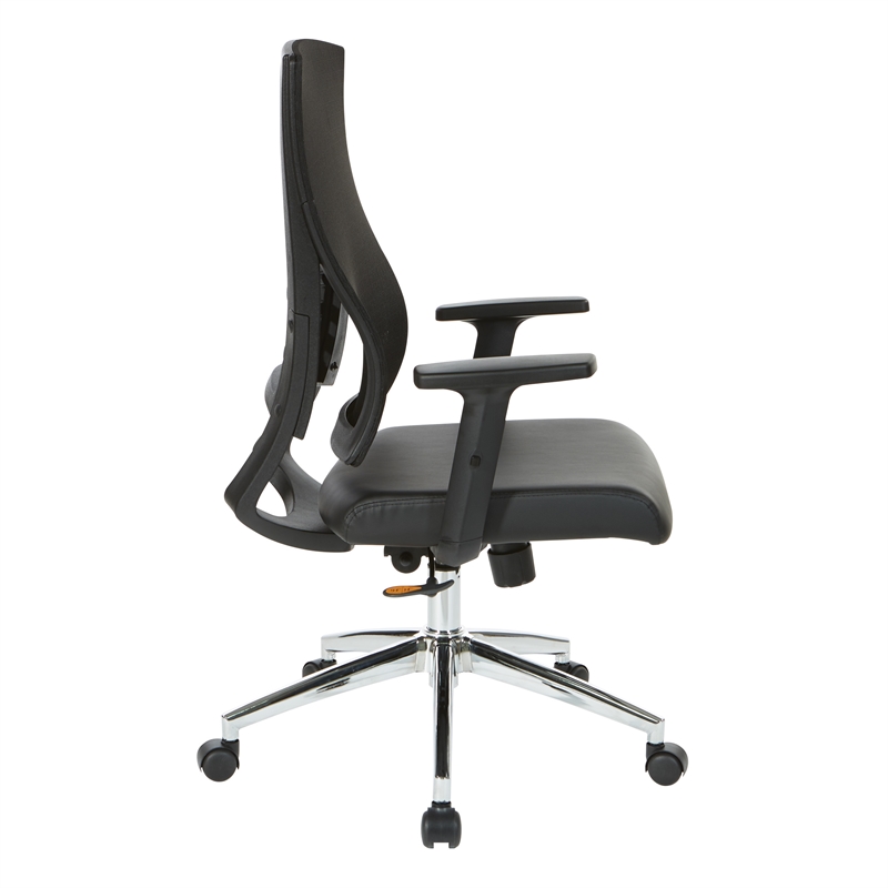 Scranton & Co Mesh Back Office Chair Chrome Base in Black Bonded Leather
