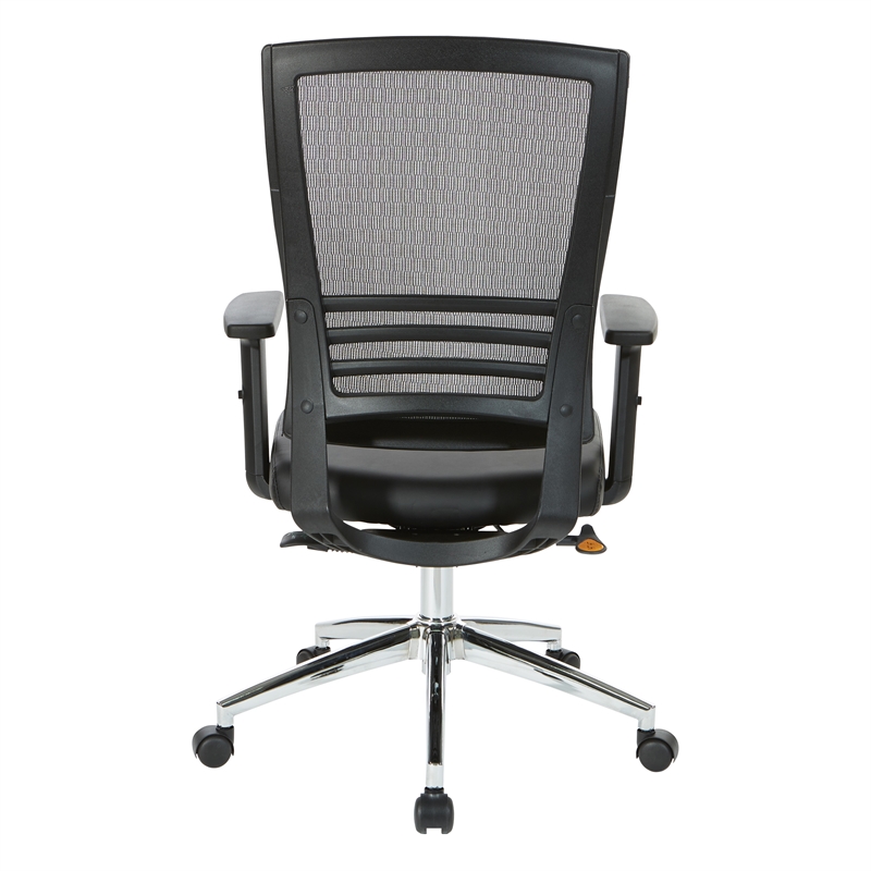 Scranton & Co Mesh Back Office Chair Chrome Base in Black Bonded Leather