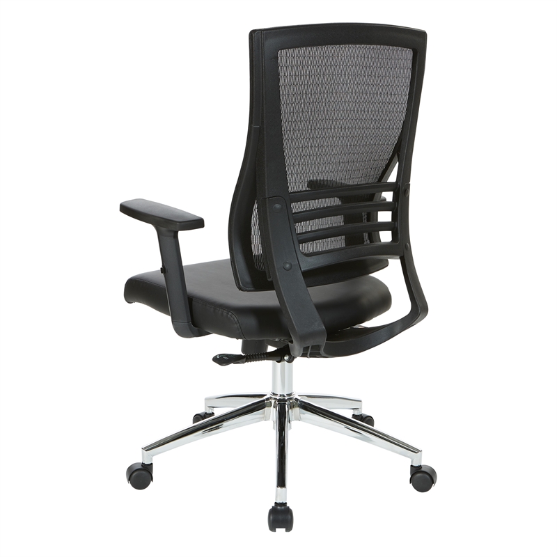 Scranton & Co Mesh Back Office Chair Chrome Base in Black Bonded Leather