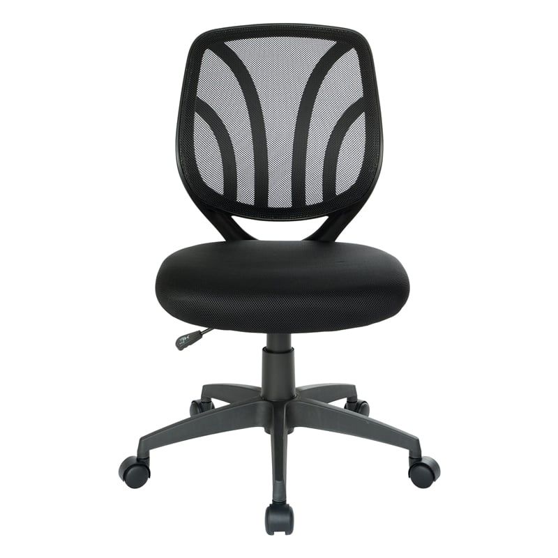 Scranton & Co Armless Task Chair with Black Screen Back and Mesh Fabric Seat