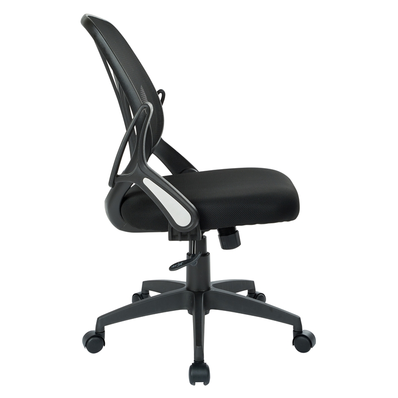 Scranton & Co Screen Back Task Chair in Black Mesh with Flip Arms