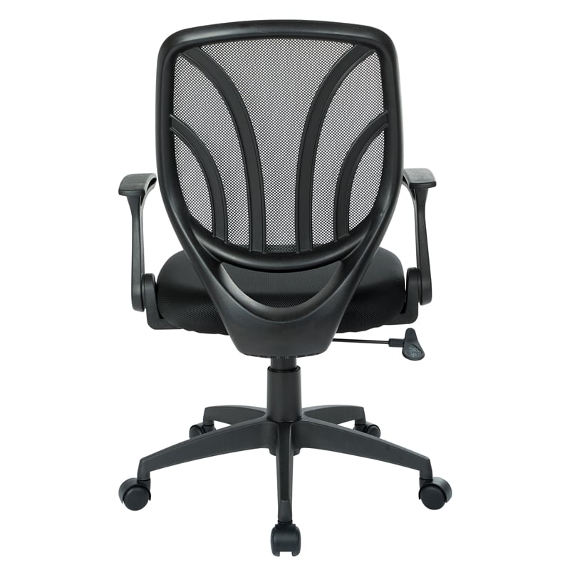 Scranton & Co Screen Back Task Chair in Black Mesh with Flip Arms