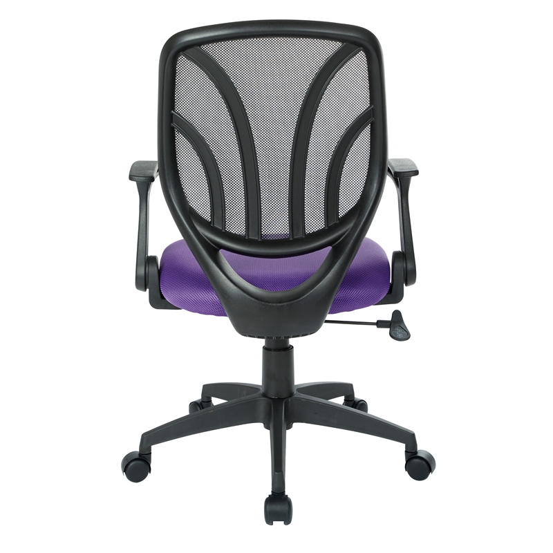 Scranton & Co Purple Mesh Screen Back Task Chair with Flip Arms Silver Base