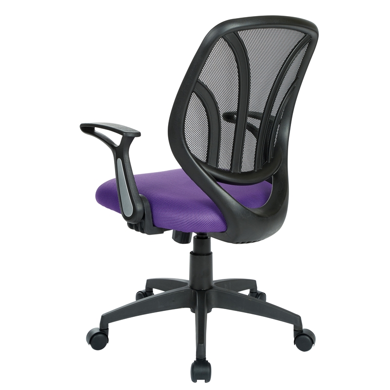 Scranton & Co Purple Mesh Screen Back Task Chair with Flip Arms Silver Base